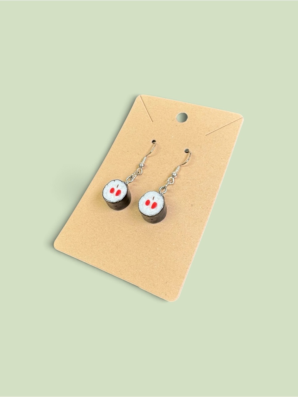 Handmade Mini Sushi Roll Food Dangle Earrings